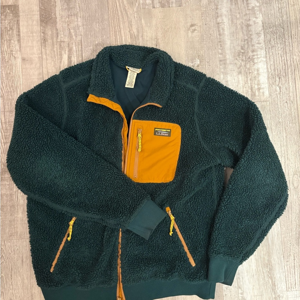 L.L. Bean Dark Green Sherpa Fleece Jacket
